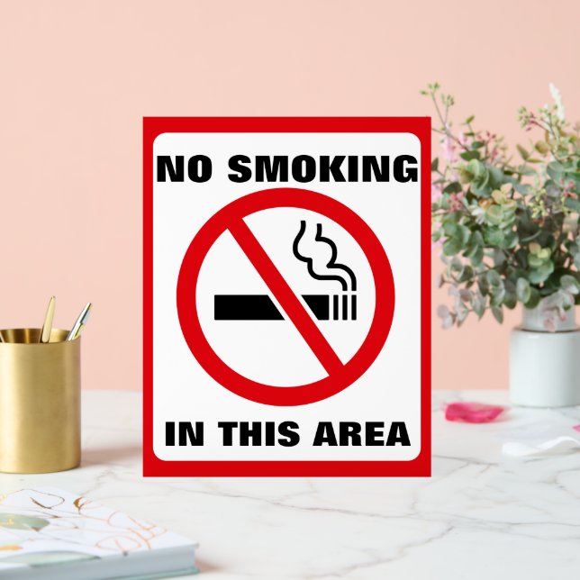 Red and White No Smoking Acrylic Sign (Wedding)