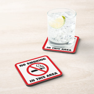 Red and White No Smoking Coaster