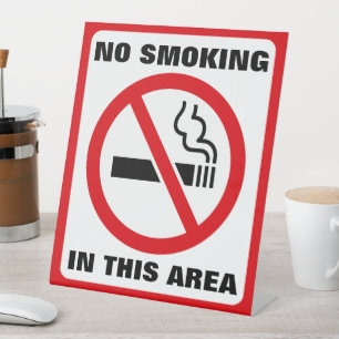 Red and White No Smoking Pedestal Sign