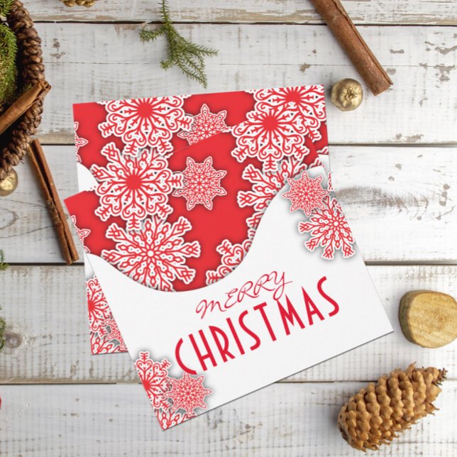 Red and White Nordic Snowflakes Merry Christmas   (Creator Uploaded)