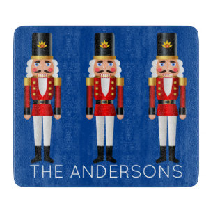 Red and White Nutcrackers Personalise Cutting Board