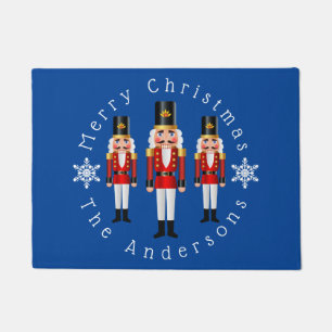 Red and White Nutcrackers Personalise Doormat
