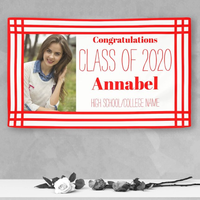 Red and White One Photo Geometric Grad Banner (Creator Uploaded)