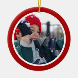 Red and White  - One Sided Ceramic Tree Decoration