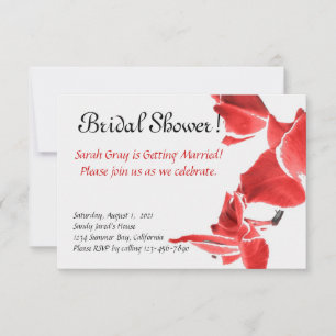 Red and white orchids bridal shower invitation