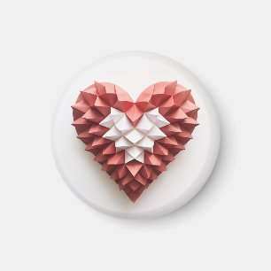 Red and white origami heart magnet