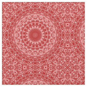 Red and White Ornamental Mandala Pattern Fabric