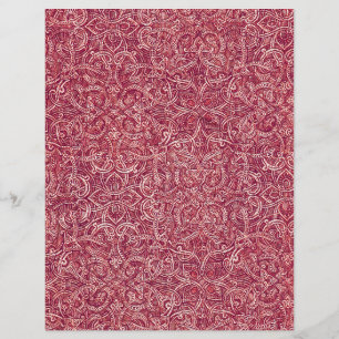 Red and white ornate pattern scrapbook paper