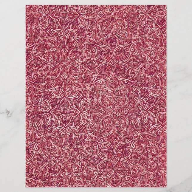 Red and white ornate pattern scrapbook paper (Front)