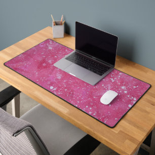 Red and White Paint Splatters Desk Mat