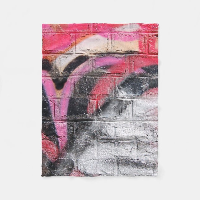 Red and white painted wall fleece blanket (Front)