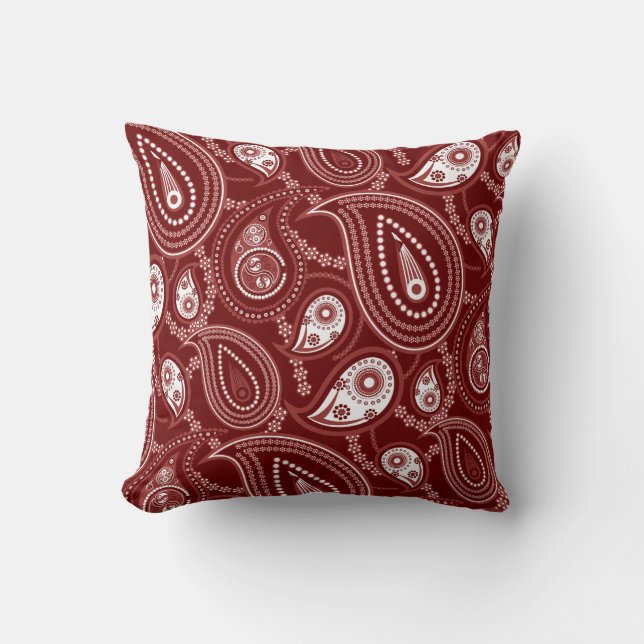 Red and White Paisley Cushion (Front)