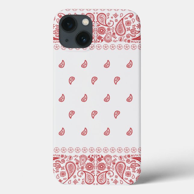 Red and White Paisley Design Case-Mate iPhone Case (Back)
