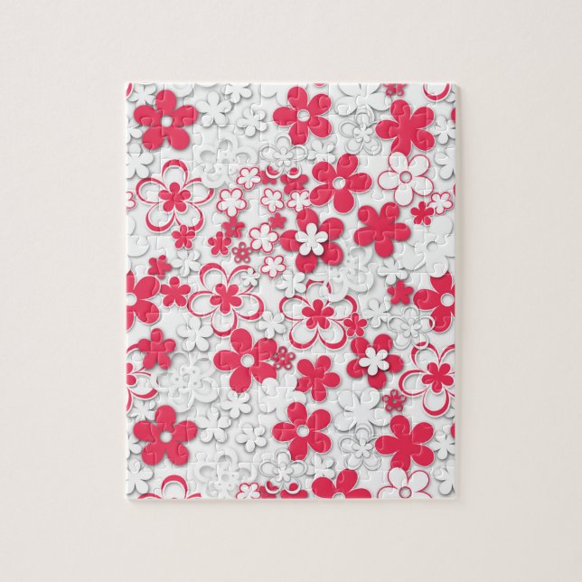 Red and white paper flowers jigsaw puzzle (Vertical)