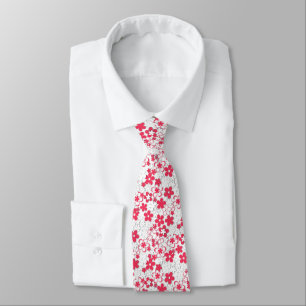 Red and white paper flowers tie