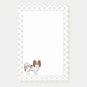 Red And White Papillon Cartoon Dog With Paws Post-it Notes