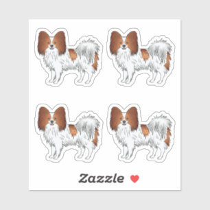 Red And White Papillon Cute Cartoon Dog Designs