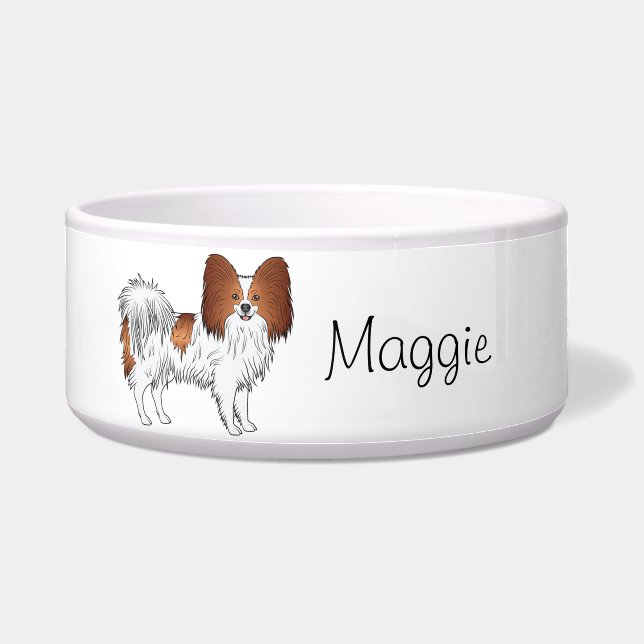 Red And White Papillon Cute Dog With Custom Text (Front)