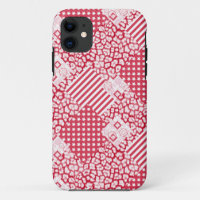Red and white patchwork rustic