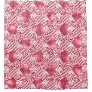 Red and white patchwork rustic Shower Curtain