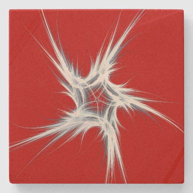 Red and White Patriotic Star Square Coaster (Front)