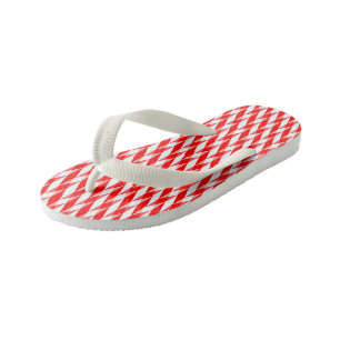 red and white pattern kid's flip flops