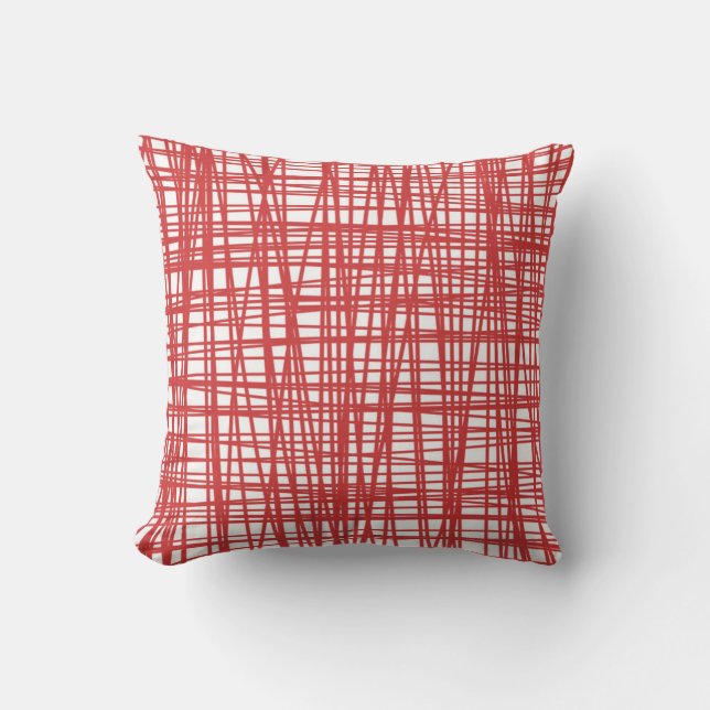 Red and white pattern pillow (Front)