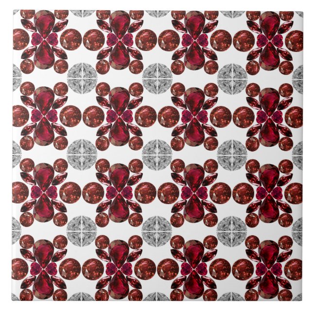 Red and White Pattern Tile (Front)