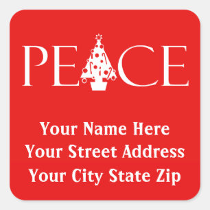 Red and White PEACE Return Address Labels