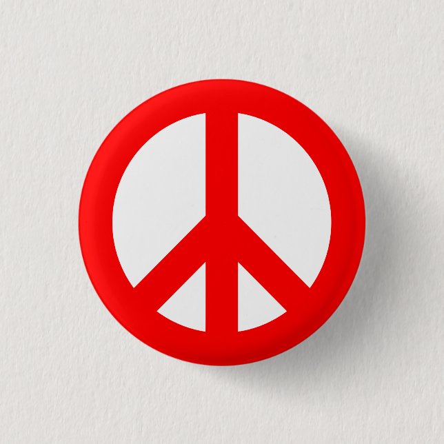 Red and White Peace Symbol 3 Cm Round Badge (Front)