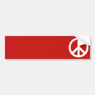Red and White Peace Symbol Bumper Sticker