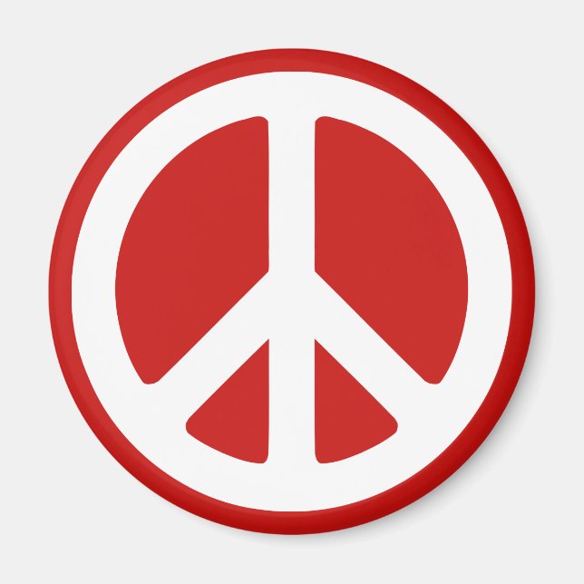 Red and White Peace Symbol Magnet (Front)