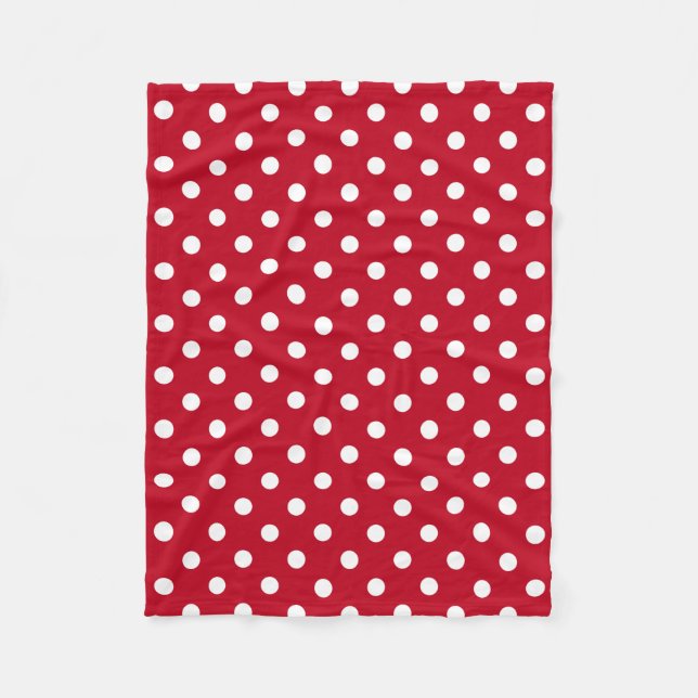 Red and White Peas Pattern Fleece Blanket (Front)
