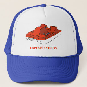 Red and White Pedal Boat Personalised Trucker Hat
