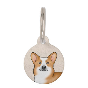 Red and White Pembroke Welsh Corgi Head Pet Art Tag