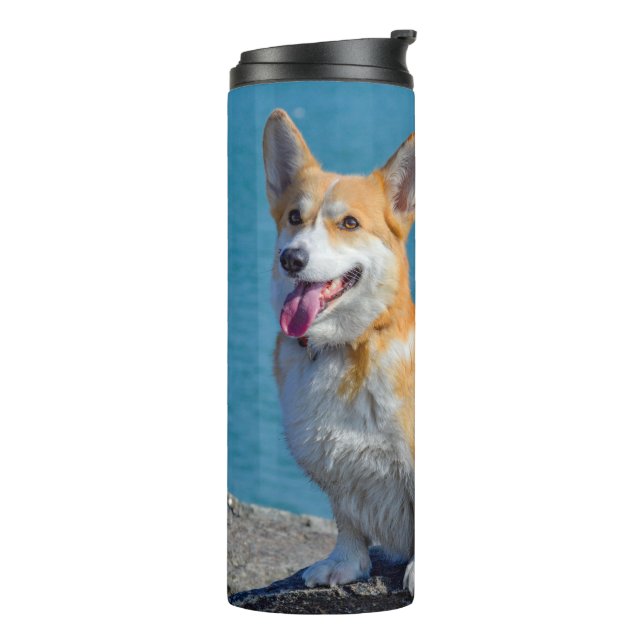 Red and White Pembroke Welsh Corgi Puppy Dog Thermal Tumbler (Rotated Left)