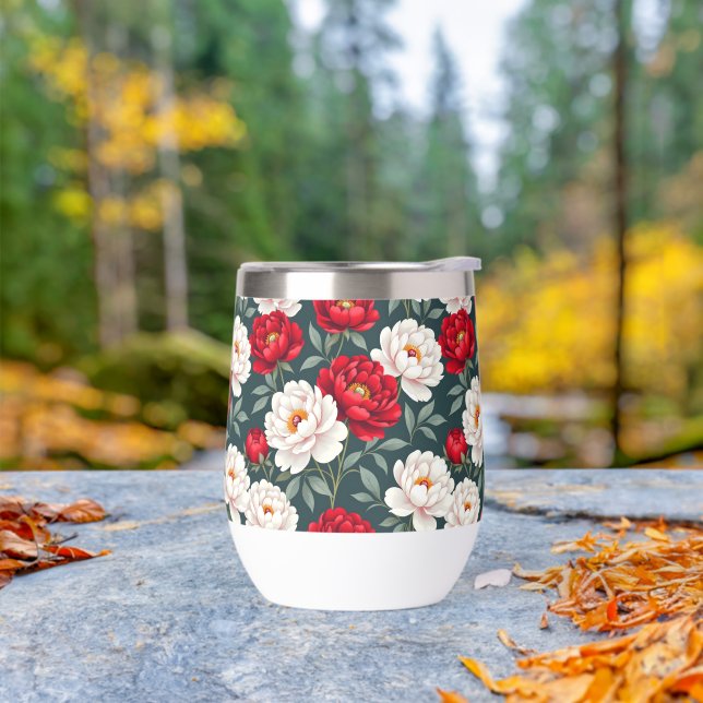 Red and white peony flowers  (Outdoor)
