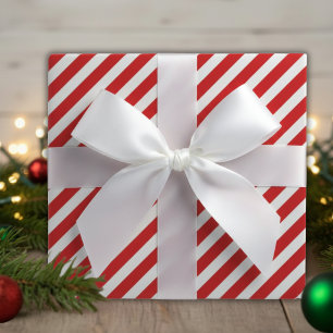 Red And White Peppermint Candy Cane Striped Wrapping Paper