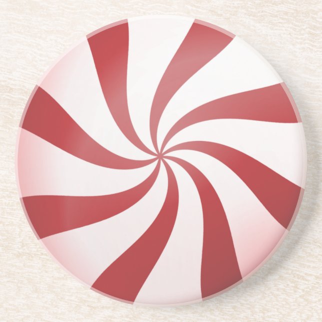 Red and White Peppermint Candy Coaster (Front)