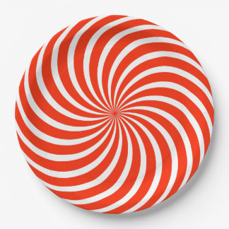 Red and White Peppermint Candy Holiday Paper Plate