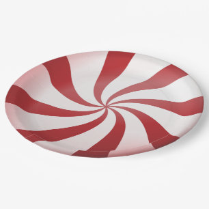 Red and White Peppermint Candy Paper Plates