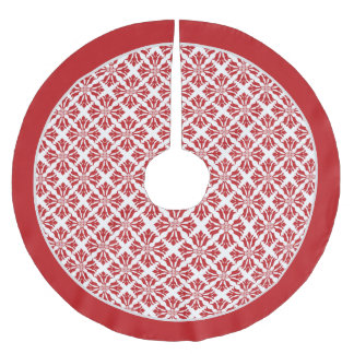 Red and White Peppermint Candy Pattern Brushed Polyester Tree Skirt