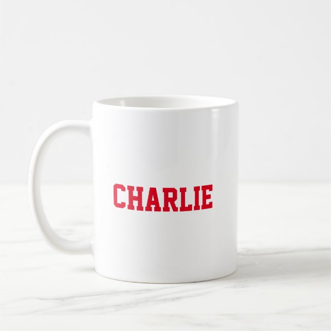 Red and White Personalised Coffee Mug (Left)
