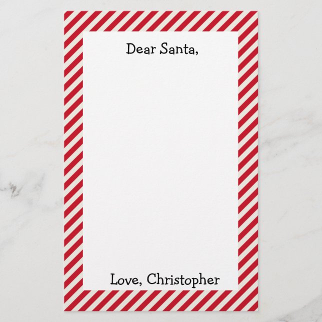 Red and White Personalised Dear Santa Letter Stationery (Front)