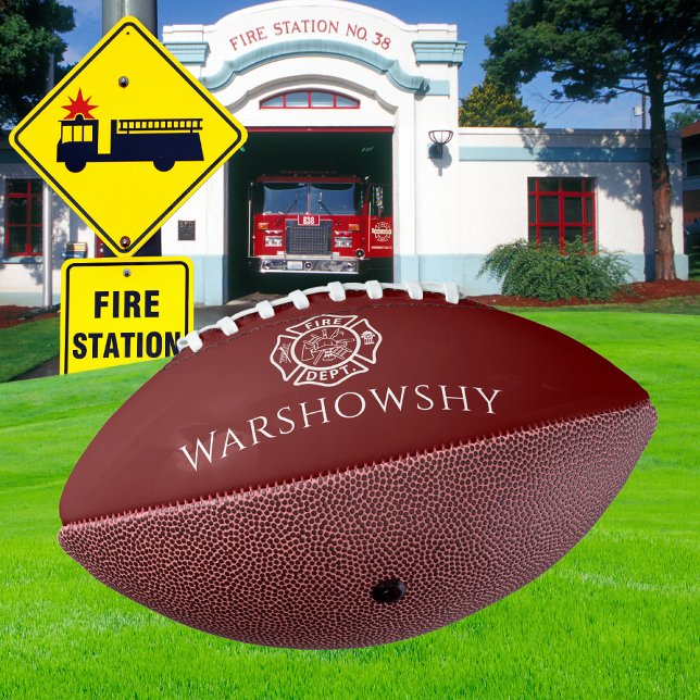 Red And White Personalised Fireman Emblem  American Football (Creator Uploaded)