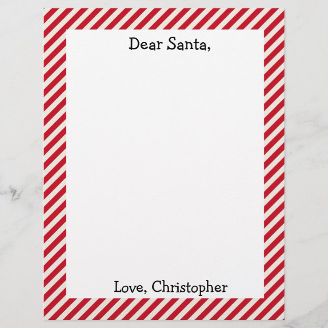 Red and White Personalised Letter To Santa Custom Letterhead (Front)