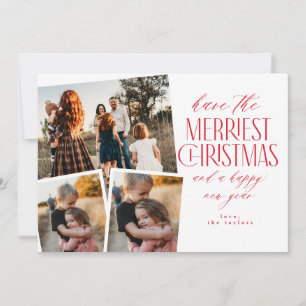Red and White Photo Collage Merriest Christmas Invitation