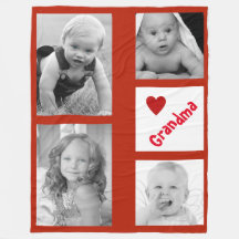 Red and White Photo Fleece Blanket