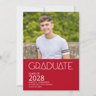 Red and White Photo Graduation Party Invitation