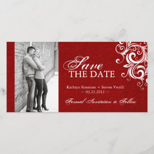 Red and White Photo Save The Date Invitation
